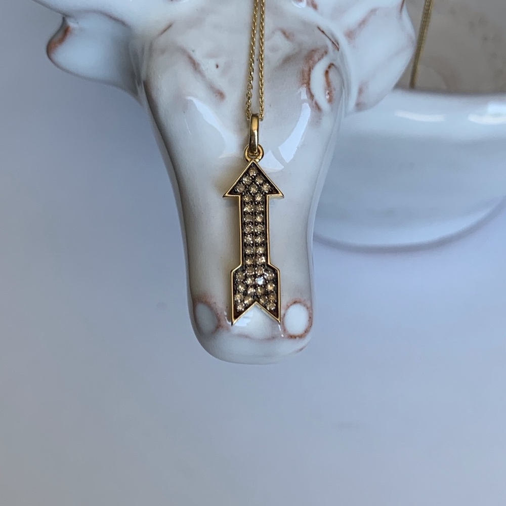 14KYG Champagne Diamond Arrow Necklace